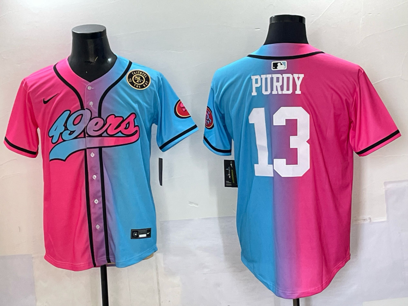 Men San Francisco 49ers 13 Purdy Blue pink Nike Limited NFL 2025 Jersey 001